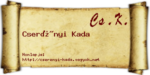 Cserényi Kada névjegykártya